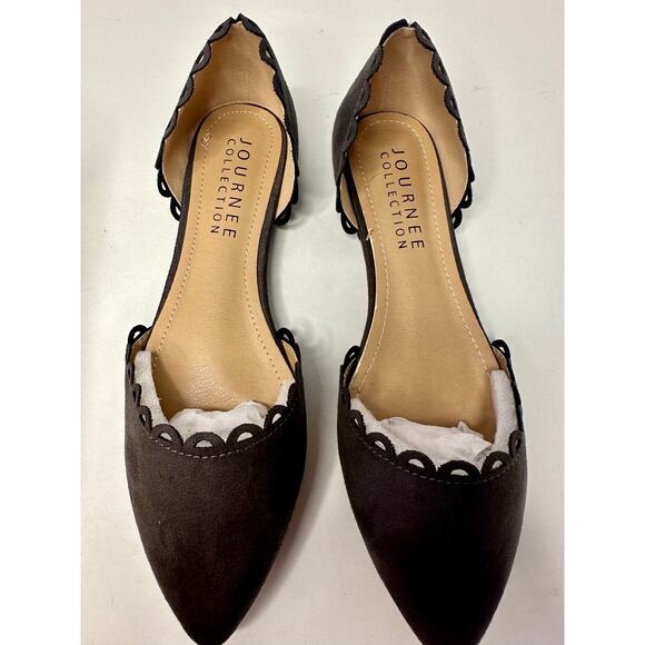 Journee Collection Women's Jezlin Scalloped Flats Grey Size 8W NEW - Picture 3 of 7
